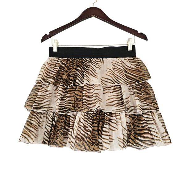 Kool Skirts Womens Zebra Print Tiered Mini Skirt Size S Vtg Y2K Stretch NWT - Picture 1 of 8